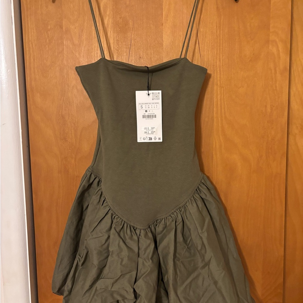 Olive Green Spaghetti Strap Dress